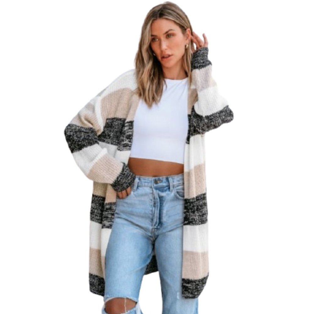 🌿Cupshe Women's Striped Knit Longline Cardigan [S]🌿